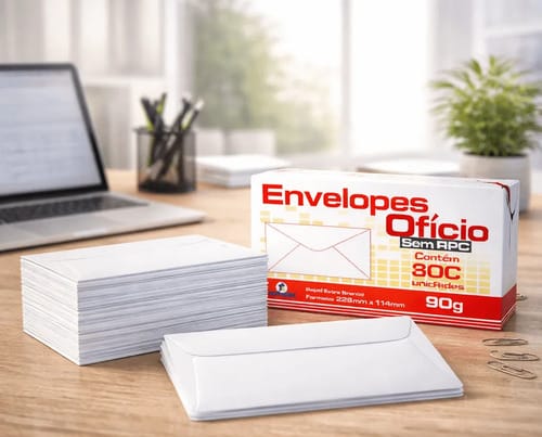 Envelope Ofício 90 g/m² Caixa de Cartão 11x23 cm Branco 100 Unidades Romitec - Imagem 5