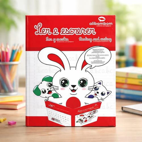 Caderno Alibombom Brochurão 80 Folhas Costurado Capa Dura Pautas Numeradas 123x 20x28 cm Vermelho Romitec - Imagem 7