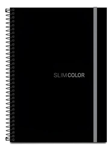 Caderno Universitário 1x1 80 Folhas Espiral Capa PP com Bolsa e Elástico 20x28 cm Preto Romitec