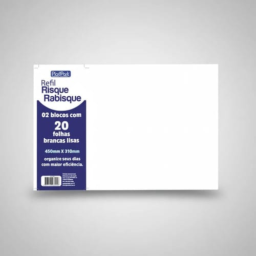 Refil Risque Rabisque Bloco de 20 Folhas Lisas com 2 45x31 cm Branco Romitec - Imagem 4