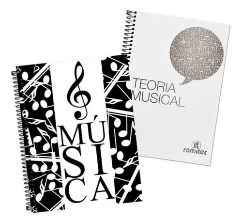 Caderno de Musica Universitário Teoria + Pentagrama 18+70 Folhas Espiral 20x28 cm Preto Romitec - Imagem 6