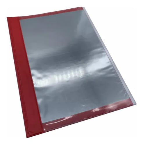 Pasta Catálogo A4 Frente Transparente 10 Sacos com 4 Colchetes de Metal PVC 24x34 cm Vermelho PlastPark