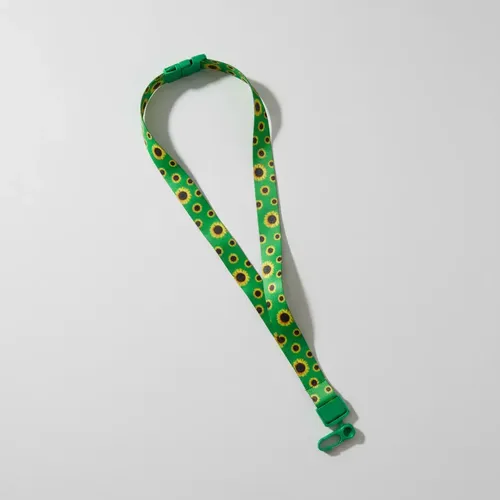 Cordão para Crachá Presilha Plástica Trava Anti Sufocamento Girassol Nylon 2x42 cm Verde PlastPark 2 Unidades - Imagem 6