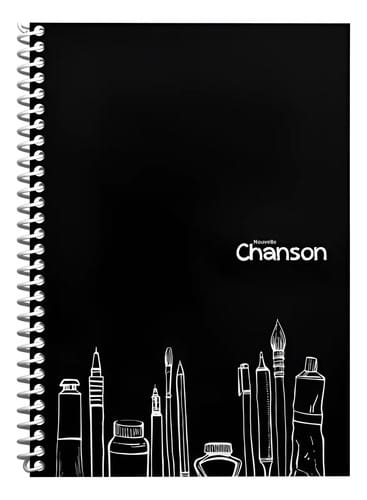 Caderno Chanson Colegial 40 Folhas 120 g/m² Sketchbook sem Pauta Espiral Capa Dura 18x24 cm Preto Romitec