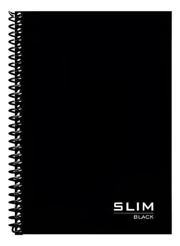 Caderno 1/4 160 Folhas Espiral Capa Dura Slim Black 14x20 cm Preto Romitec