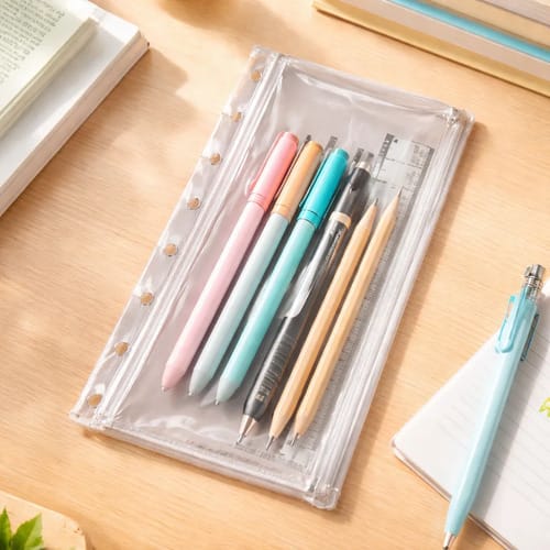 Kit Estojo e Régua Incolor para Caderno de Disco 8x21 cm Transparente PlastPark - Imagem 4