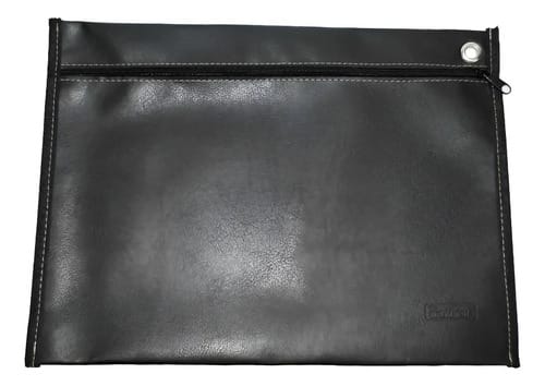 Malote Ofício Grande Costurado Corino Horizontal com Ilhós para Lacre 37x26 cm Preto PlastPark