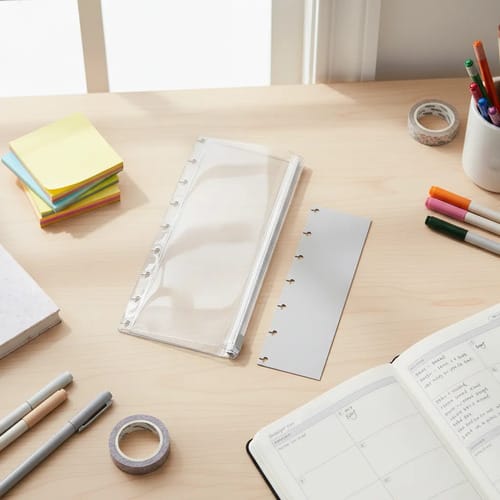 Kit Estojo e Régua Incolor para Caderno de Disco 8x21 cm Transparente PlastPark - Imagem 3