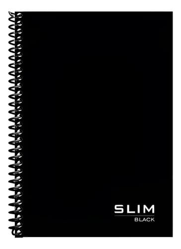 Caderno Universitário 1x1 80 Folhas Espiral Capa Dura Slim Black 20x28 cm Preto Romitec