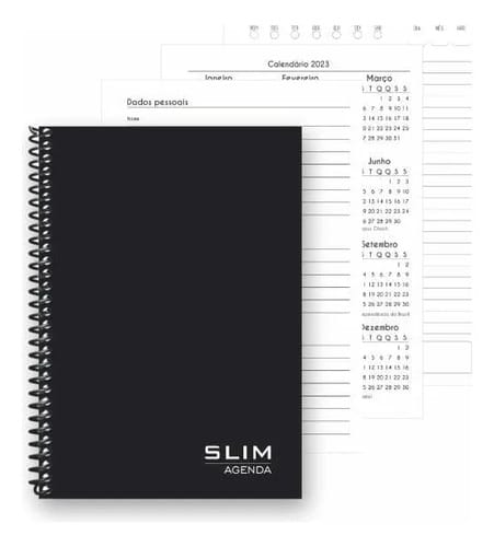 Caderno Agenda Permanente 1/4 160 Folhas 14x20 cm Preto Romitec - Imagem 2