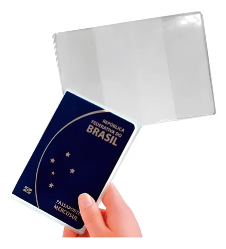 Protetor Documentos Passaporte PVC 13x19 cm Transparente 3 Unidades PlastPark