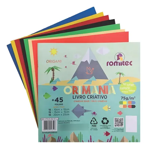 Orimania Dupla-Face 3 em 1 75 Média Gramatura 45 Folhas Livro Criativo 20x20 cm Sortido Romitec