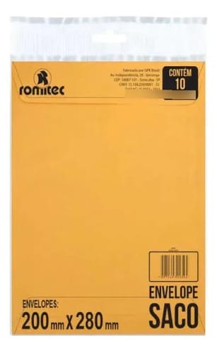 Envelope Saco 75 g/m² Ko28 Ouro 20x28 cm 10 Unidades Romitec - Imagem 2