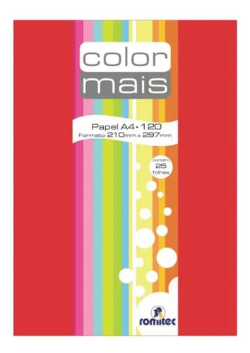 Papel A4 120 g/m² Color Color Mais Vermelho 25 Folhas 21x30 cm Romitec