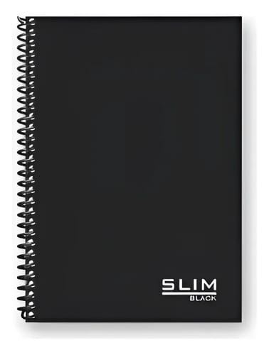 Caderneta 1/8 80 Folhas Espiral Capa Dura Slim Black 10x14 cm Preto Romitec