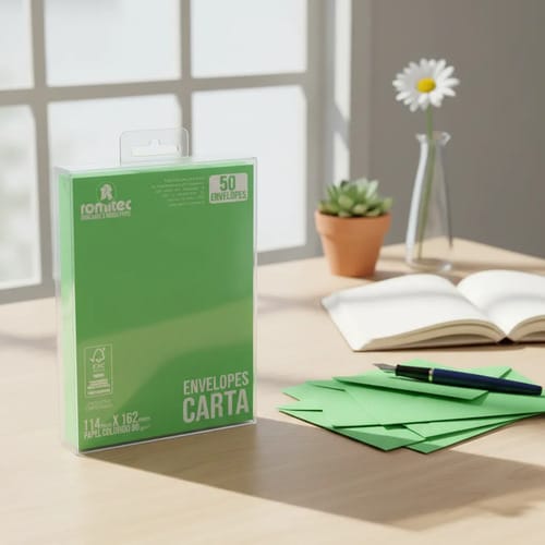 Envelope Comercial Carta Color Mais 11x16 cm Verde 50 Unidades Romitec - Imagem 3