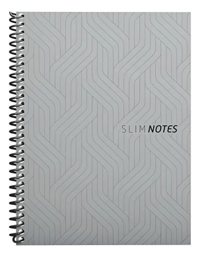 Caderno Universitário 1x1 80 Folhas Espiral Capa Dura Slim Notes 20x28 cm Cinza Romitec
