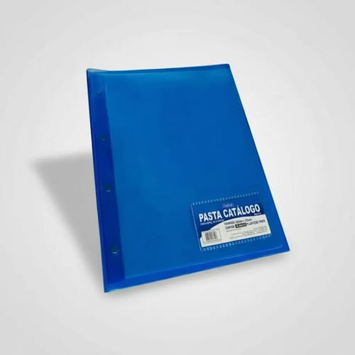 Pasta Catálogo Translucida Ofício Flexível com 10 Sacos 24x33 cm Azul PlastPark - Imagem 3