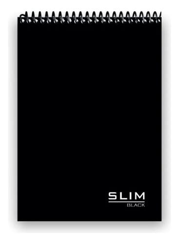 Bloco Universitário 80 Folhas Espiral Superior Capa Dura Slim Black 20x28 cm Preto Romitec