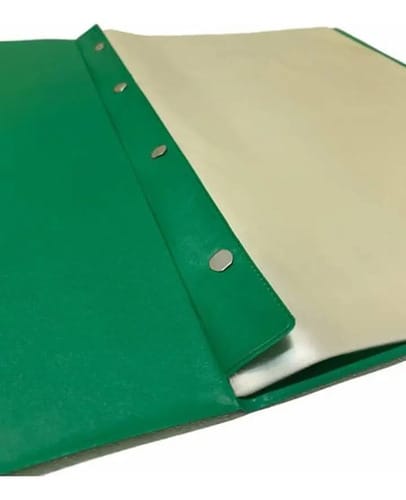 Pasta Catálogo Ofício com Visor 50 Sacos PP Ultra Transparente Capa PVC 4 Colchetes 24x33 cm Verde PlastPark - Imagem 3