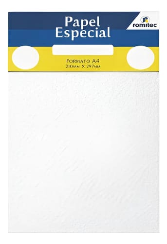 Papel A4 180 g/m² Textura Casca de Ovo Branco 50 Folhas 21x30 cm Romitec