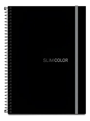 Caderno Colegial 1x1 80 Folhas Espiral Capa PP com Bolsa e Elástico 18x24 cm Preto Romitec