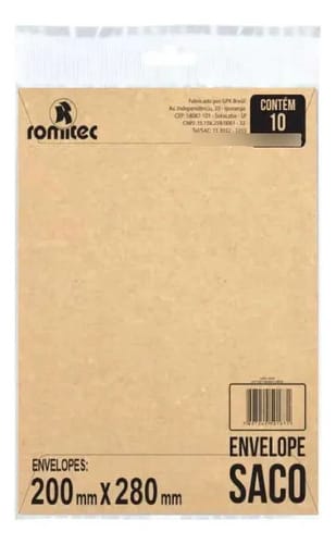 Envelope Saco 75 g/m² Kn28 Kraft 20x28 cm Natural 10 Unidades Romitec - Imagem 2