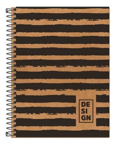 Caderno Universitário 1x1 80 Folhas Espiral Capa Flexível Kraft 20x28 cm Marrom Romitec