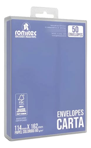 Envelope Comercial Carta Color Mais 11x16 cm Azul 50 Unidades Romitec - Imagem 2