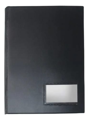 Pasta Catálogo Ofício com Visor 100 Sacos PP Grosso Ultra Transparente Capa PVC 4 Parafusos 24x33 cm Preto PlastPark