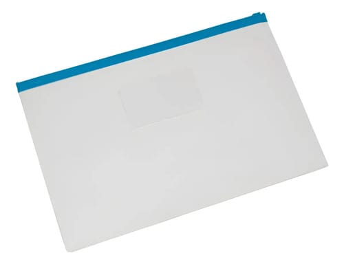 Pasta Zip PVC Cristal Zíper Azul com 5 24x36 cm 5 Unidades PlastPark