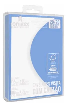 Envelopes Visita+cartão Color Mais 12x8 cm Azul 20 Unidades Romitec - Imagem 2