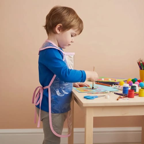 Avental Escolar Infantil Feminino Pequeno Rosa 36x46 cm Transparente PlastPark - Imagem 6
