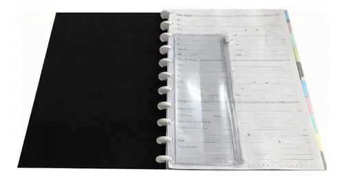 Caderno Universitário 50 Folhas Disco Capa PP com Estojo Régua e 10 Divisórias 20x28 cm Preto Romitec - Imagem 2