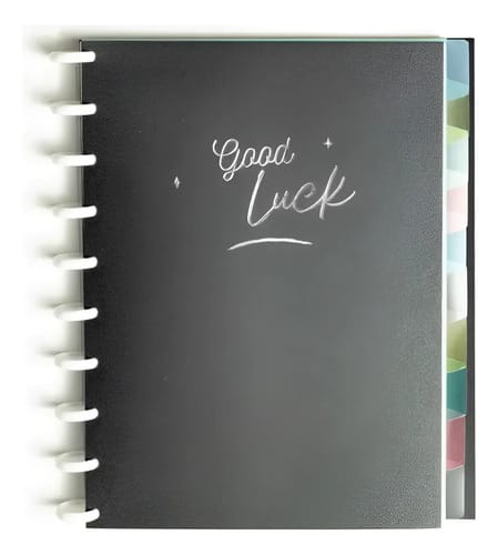 Caderno Universitário 50 Folhas Disco Capa PP com Estojo Régua e 10 Divisórias 20x28 cm Preto Romitec
