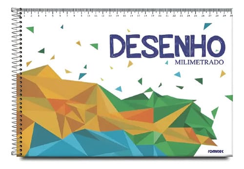 Caderno de Desenho Universitário Cartografia 60 Folhas Espiral Capa Dura com Escala 28x20 cm Sortido Romitec