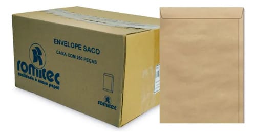 Envelope Saco 75 g/m² Kn32 Kraft 23x32 cm Natural 250 Unidades Romitec - Imagem 2