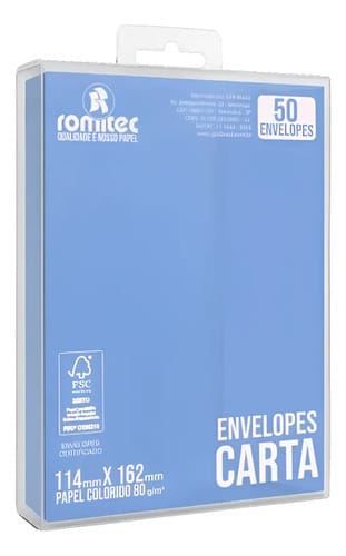 Envelope Comercial Carta Color Mais 11x16 cm Azul 50 Unidades Romitec - Imagem 2