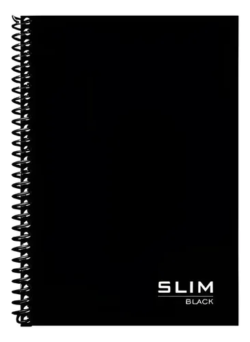 Caderno 1/4 80 Folhas Espiral Capa Dura Slim Black 14x20 cm Preto Romitec