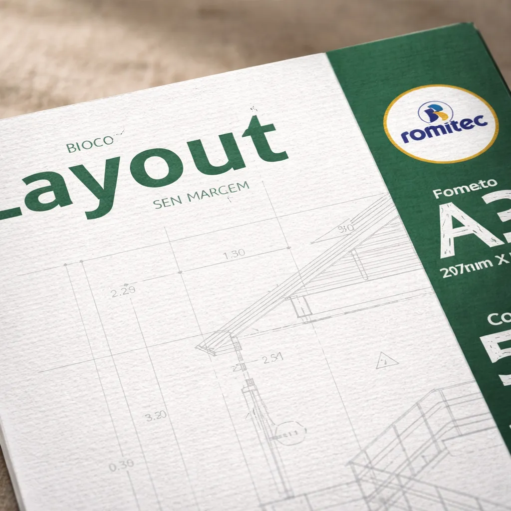 Bloco de Layout A3 50 Folhas Lisas de 90 g/m² 30x42 cm Branco Romitec - Imagem 3