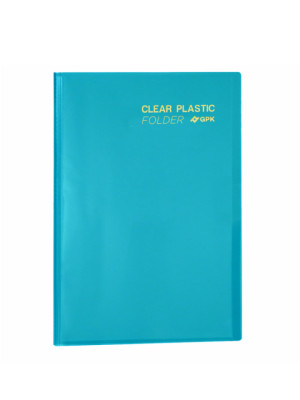 PASTA CATÁLOGO CLEAR PLASTIC FOLDER PP C/50 SACOS, AZUL, FORMATO A4