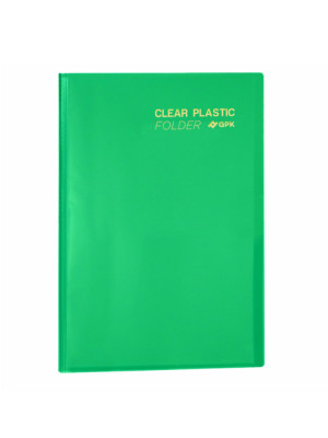 PASTA CATÁLOGO CLEAR PLASTIC FOLDER PP C/20 SACOS, VERDE, FORMATO A4