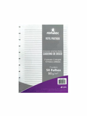 REFIL CADERNO DE DISCO COLEGIAL 50FLS 90GSM