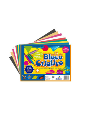 LIVRO BLOCO CRIATIVO 120 GSM, C/32 FLS, FORMATO A4+, 8 CORES, ATÓXICO