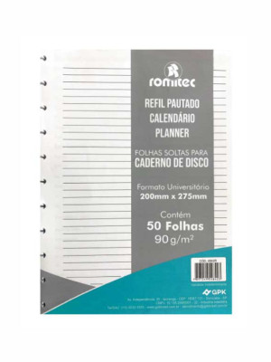 REFIL CADERNO DISCO UNIV. PLANER 50FLS 90GSM (CALENDÁRIO / PAUTADO)
