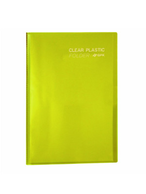 PASTA CATÁLOGO CLEAR PLASTIC FOLDER PP C/50 SACOS, AMARELA, FORMATO A4