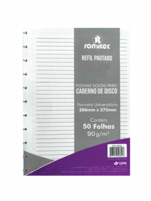 REFIL CADERNO DE DISCO UNIV. 50FLS 90GSM