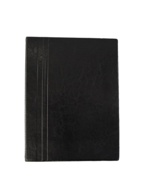 PASTA CATÁLOGO EXECUTIVA PRETA EM PVC, CORINO LUXO, C/50 SACOS PLÁSTICOS EM PP DE ALTA ESPESSURA, VISOR INTERNO, FORMATO OFÍCIO
