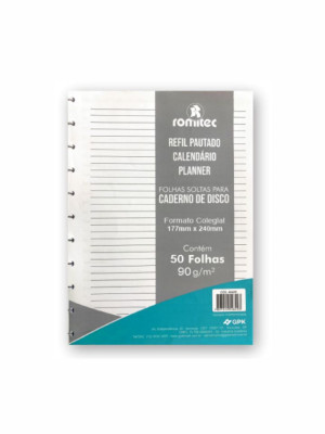 REFIL CAD. DISCO COLEGIAL PLANER 50FLS 90GSM (CALENDÁRIO / PAUTADO)