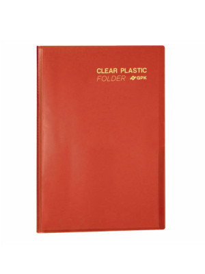 PASTA CATÁLOGO CLEAR PLASTIC FOLDER PP C/20 SACOS, VERMELHA, FORMATO A4